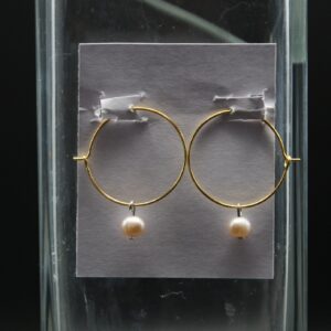Champagne Pearl Hoop Earrings